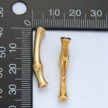14K Gold Filled Minimalist Bamboo Plant Bead in Gold &amp; Silver | B624