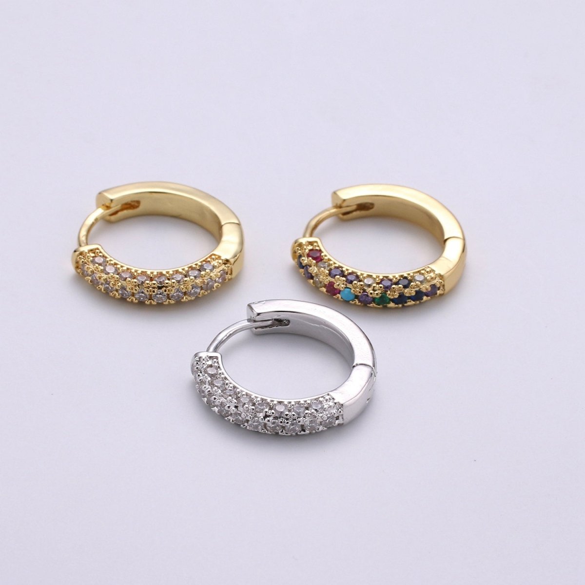 24k Gold Filled Earring CZ Huggie Hoop Earrings