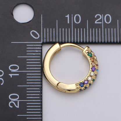 24k Gold Filled Earring CZ Huggie Hoop Earrings