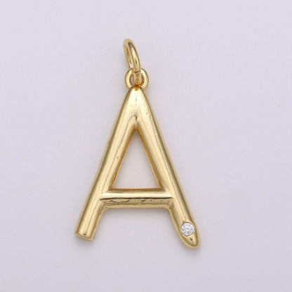 14K Gold Filled Minimalist Initial Clear CZ Personalized Letter Charm | A-171 to A-183