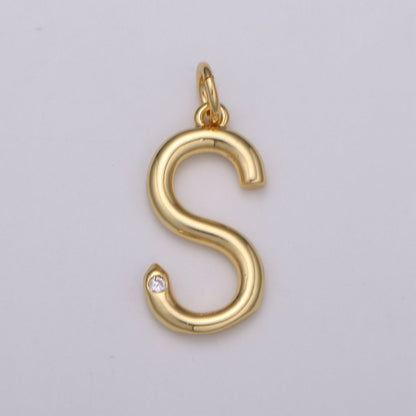 14K Gold Filled Minimalist Initial Clear CZ Personalized Letter Charm | A-171 to A-183