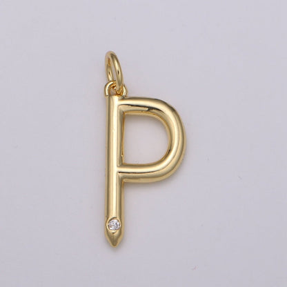 14K Gold Filled Minimalist Initial Clear CZ Personalized Letter Charm | A-171 to A-183