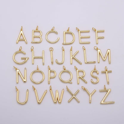 14K Gold Filled Minimalist Initial Clear CZ Personalized Letter Charm | A-171 to A-183