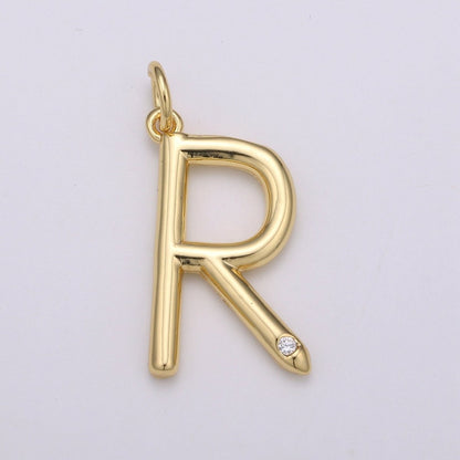 14K Gold Filled Minimalist Initial Clear CZ Personalized Letter Charm | A-171 to A-183