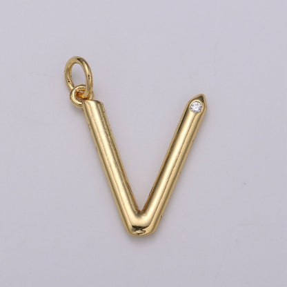 14K Gold Filled Minimalist Initial Clear CZ Personalized Letter Charm | A-171 to A-183