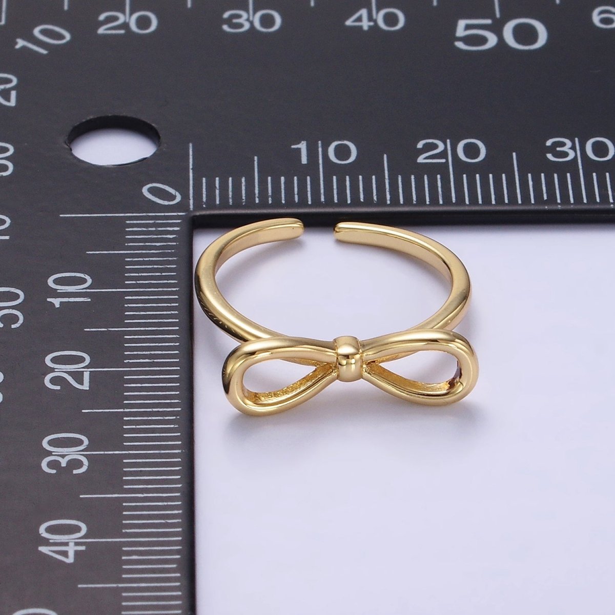 14K Gold Filled Minimalist Open Ribbon Bow Ring in Gold &amp; Silver | O1386 O1387
