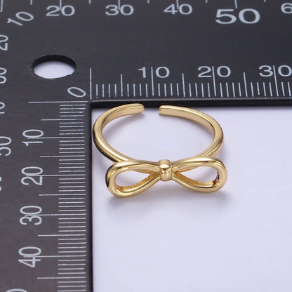 14K Gold Filled Minimalist Open Ribbon Bow Ring in Gold &amp; Silver | O1386 O1387