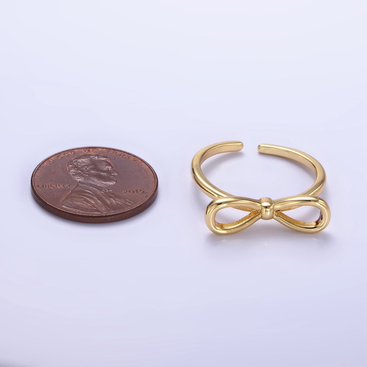 14K Gold Filled Minimalist Open Ribbon Bow Ring in Gold &amp; Silver | O1386 O1387