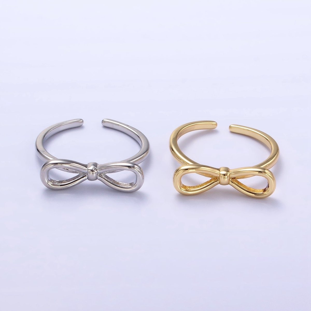 14K Gold Filled Minimalist Open Ribbon Bow Ring in Gold &amp; Silver | O1386 O1387