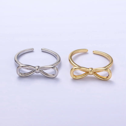 14K Gold Filled Minimalist Open Ribbon Bow Ring in Gold &amp; Silver | O1386 O1387