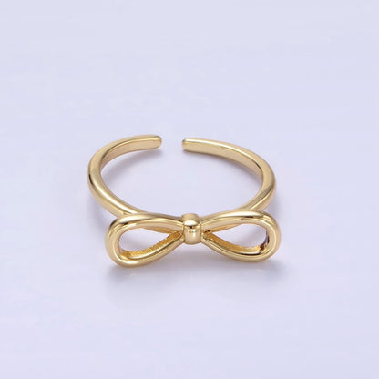 14K Gold Filled Minimalist Open Ribbon Bow Ring in Gold &amp; Silver | O1386 O1387