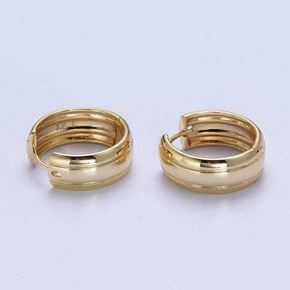 14K Gold Filled Minimalist Plain Gold Small Bold Thick Hoop Huggie Earring, Perfect for Everyday Wear or Gift | AD-562