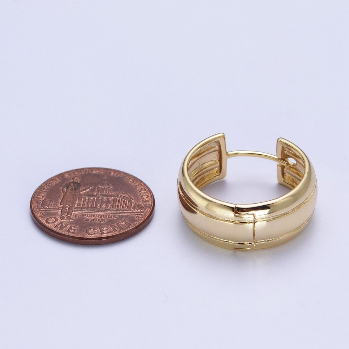 14K Gold Filled Minimalist Plain Gold Small Bold Thick Hoop Huggie Earring, Perfect for Everyday Wear or Gift | AD-562