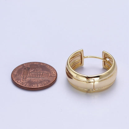 14K Gold Filled Minimalist Plain Gold Small Bold Thick Hoop Huggie Earring, Perfect for Everyday Wear or Gift | AD-562
