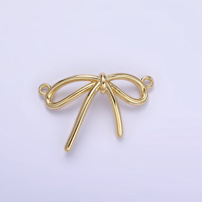 14K Gold Filled Minimalist Tied Ribbon Bow Connector in Gold &amp; Silver | G497