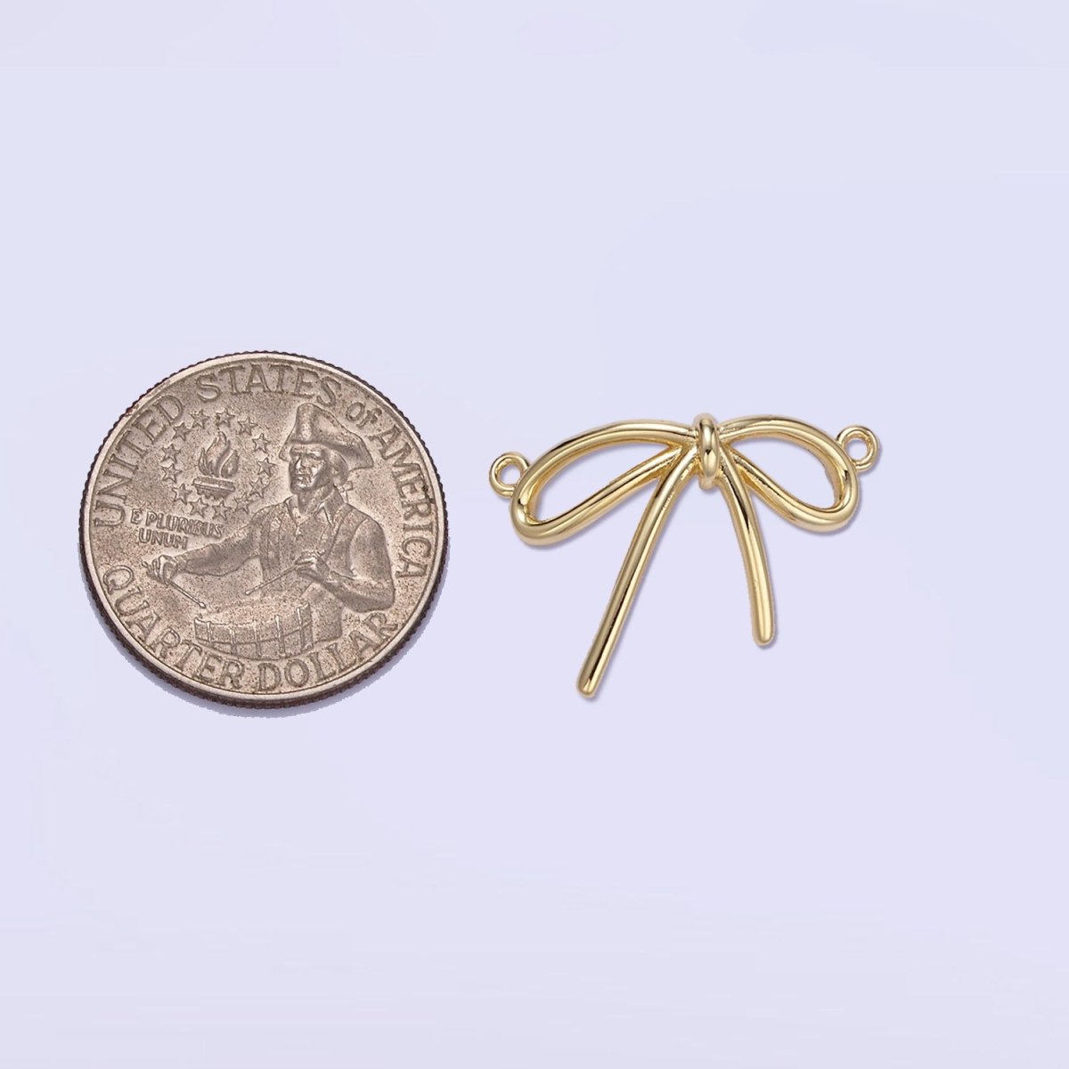 14K Gold Filled Minimalist Tied Ribbon Bow Connector in Gold &amp; Silver | G497