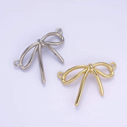 14K Gold Filled Minimalist Tied Ribbon Bow Connector in Gold &amp; Silver | G497