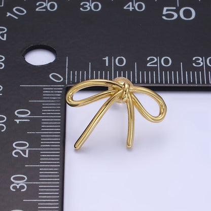 14K Gold Filled Minimalist Tied Ribbon Bow Stud Earrings in Gold &amp; Silver | Q281 Q282