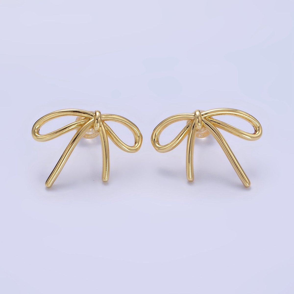 14K Gold Filled Minimalist Tied Ribbon Bow Stud Earrings in Gold &amp; Silver | Q281 Q282