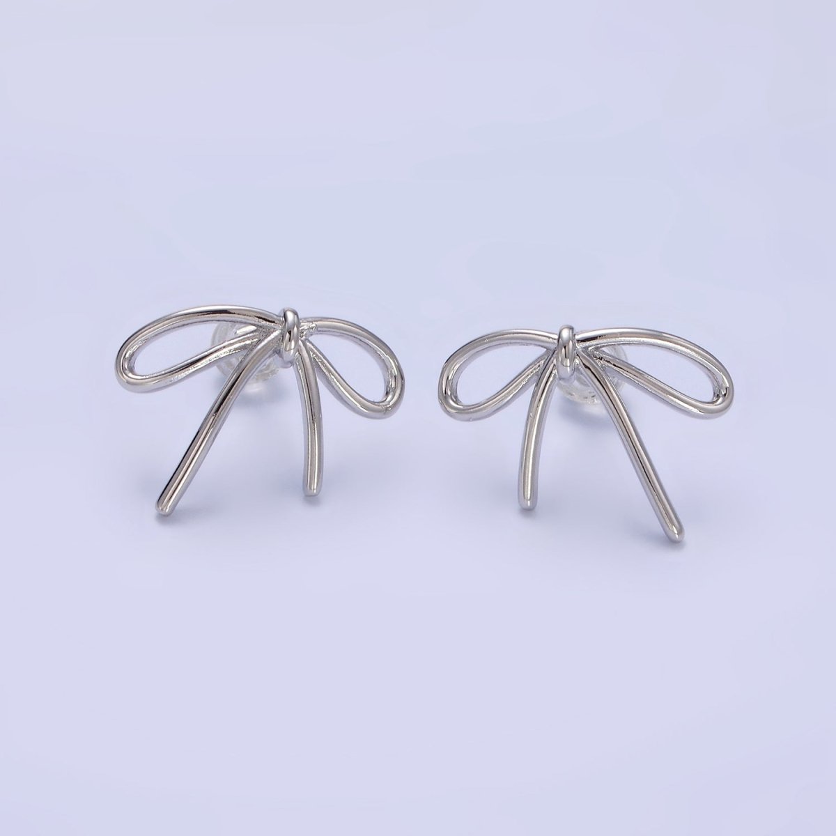 14K Gold Filled Minimalist Tied Ribbon Bow Stud Earrings in Gold &amp; Silver | Q281 Q282
