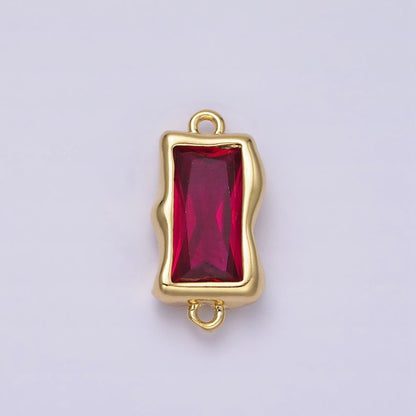 14K Gold Filled Molten Baguette Personalized Birth Month CZ Connector | G-183 Y-769 ~ Y-779