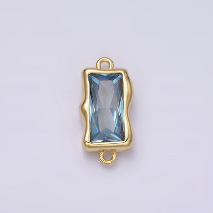 14K Gold Filled Molten Baguette Personalized Birth Month CZ Connector | G-183 Y-769 ~ Y-779