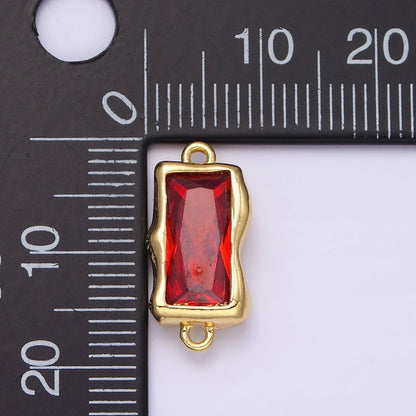 14K Gold Filled Molten Baguette Personalized Birth Month CZ Connector | G-183 Y-769 ~ Y-779