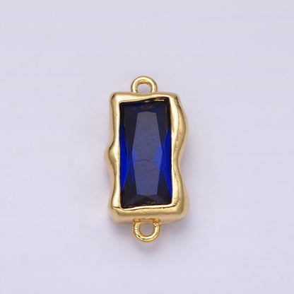 14K Gold Filled Molten Baguette Personalized Birth Month CZ Connector | G-183 Y-769 ~ Y-779