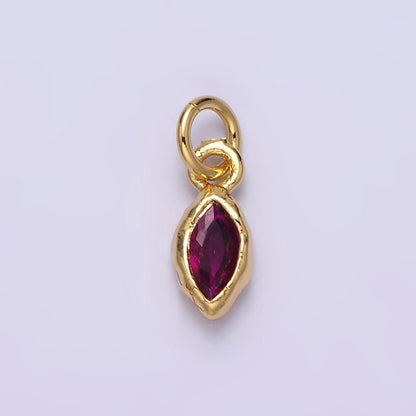 14K Gold Filled Molten Marquise Personalized Birth Month CZ Charm | AC-1378 - AC-1389