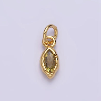14K Gold Filled Molten Marquise Personalized Birth Month CZ Charm | AC-1378 - AC-1389