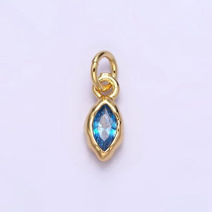 14K Gold Filled Molten Marquise Personalized Birth Month CZ Charm | AC-1378 - AC-1389