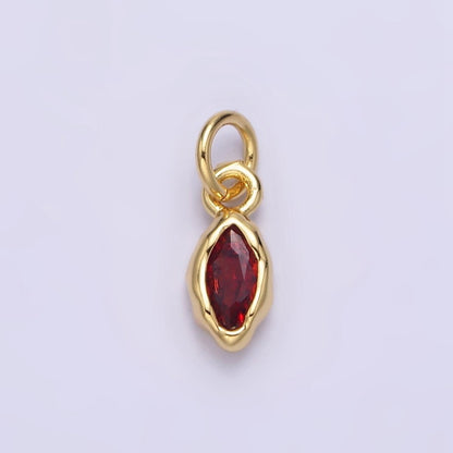 14K Gold Filled Molten Marquise Personalized Birth Month CZ Charm | AC-1378 - AC-1389