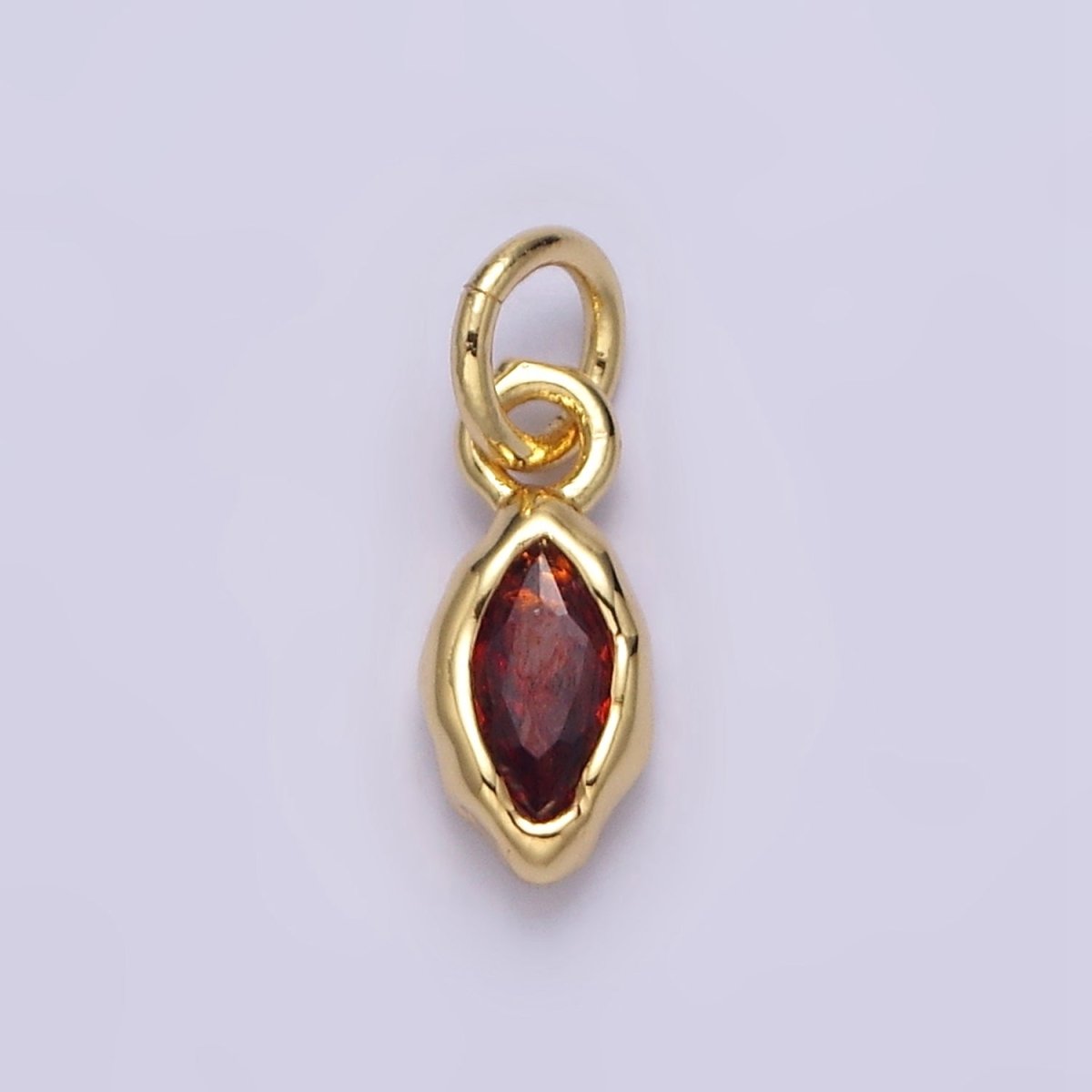 14K Gold Filled Molten Marquise Personalized Birth Month CZ Charm | AC-1378 - AC-1389