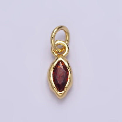 14K Gold Filled Molten Marquise Personalized Birth Month CZ Charm | AC-1378 - AC-1389