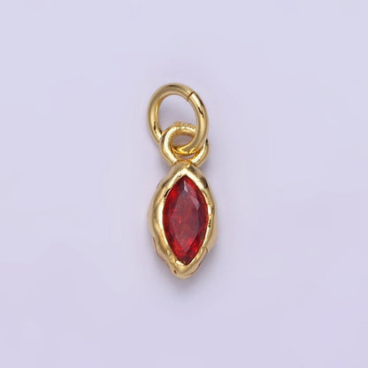 14K Gold Filled Molten Marquise Personalized Birth Month CZ Charm | AC-1378 - AC-1389
