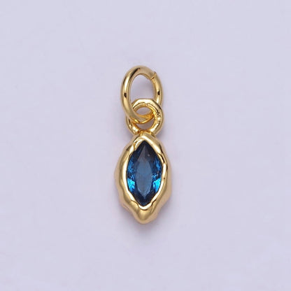 14K Gold Filled Molten Marquise Personalized Birth Month CZ Charm | AC-1378 - AC-1389