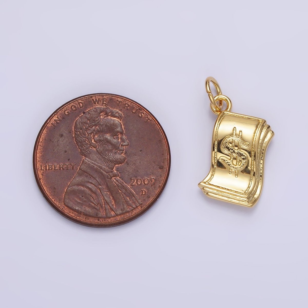 14K Gold Filled Money Dollar Bill Engraved Add-On Charm in Gold &amp; Silver | N1502 N1503