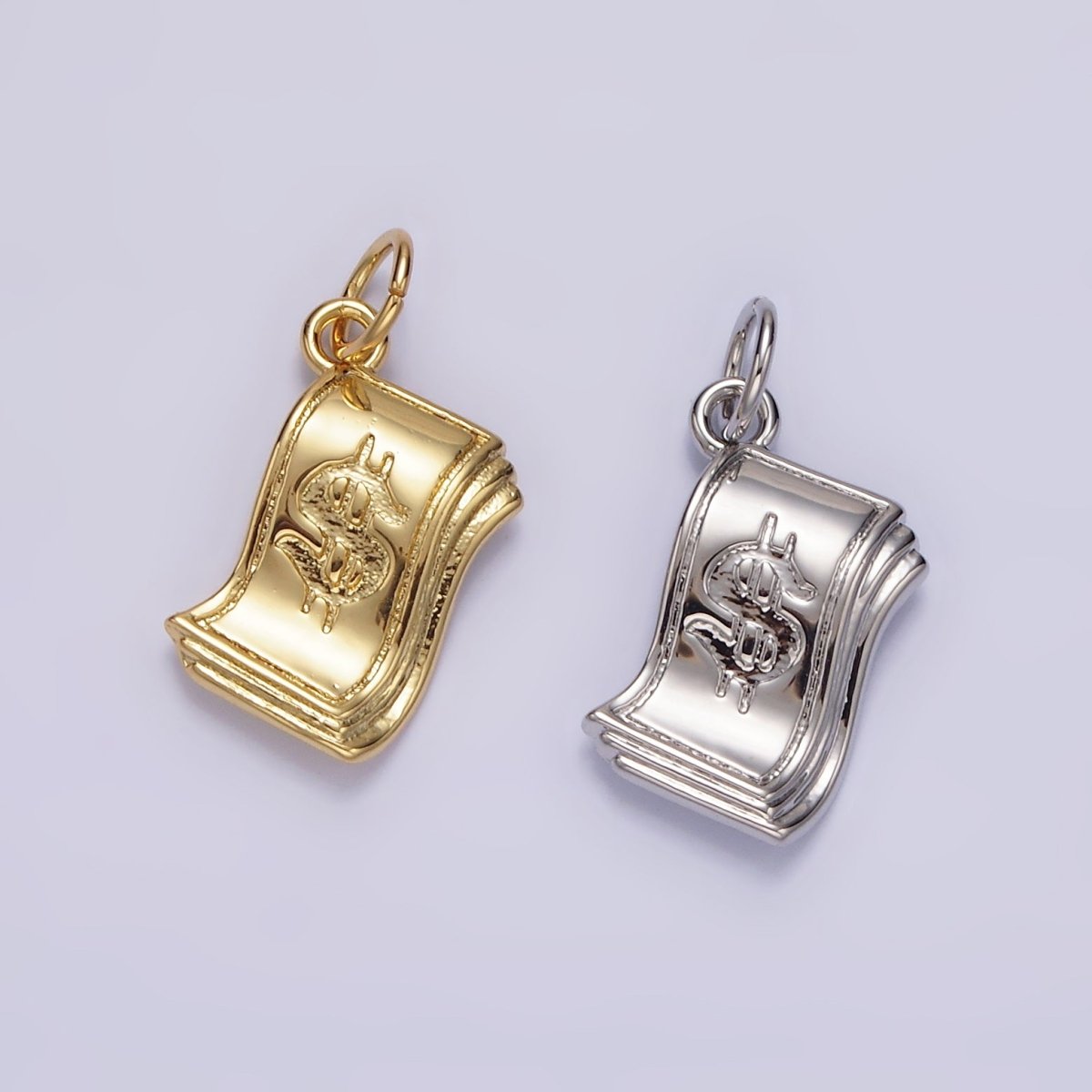 14K Gold Filled Money Dollar Bill Engraved Add-On Charm in Gold &amp; Silver | N1502 N1503