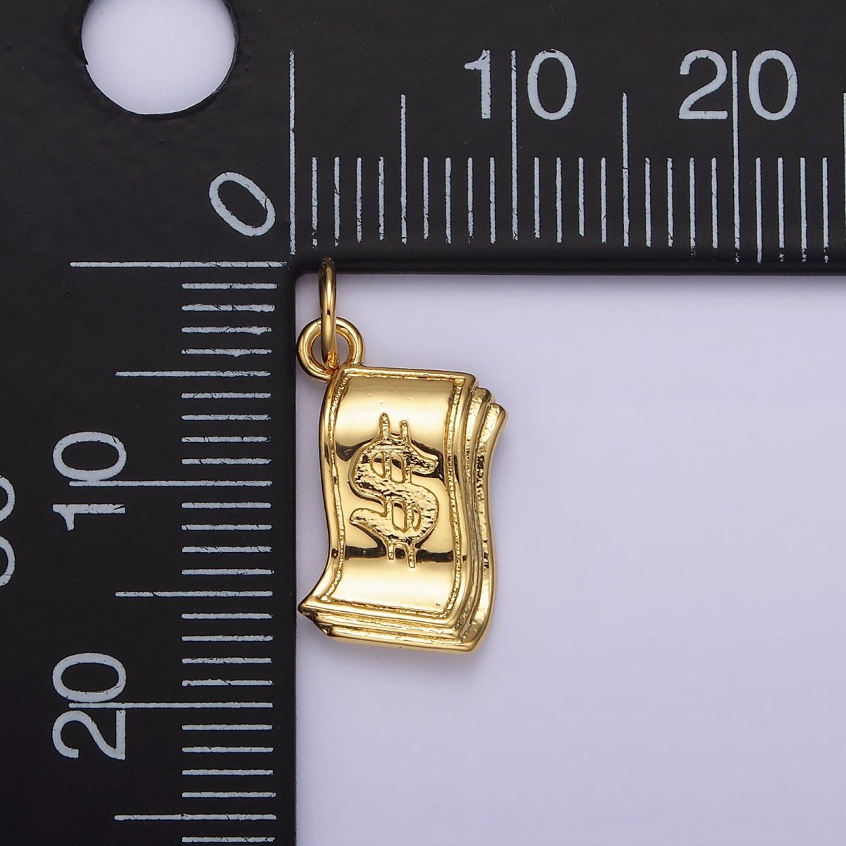 14K Gold Filled Money Dollar Bill Engraved Add-On Charm in Gold &amp; Silver | N1502 N1503