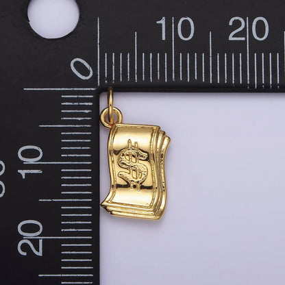 14K Gold Filled Money Dollar Bill Engraved Add-On Charm in Gold &amp; Silver | N1502 N1503