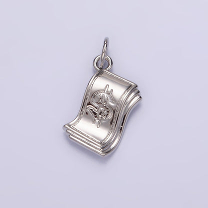 14K Gold Filled Money Dollar Bill Engraved Add-On Charm in Gold &amp; Silver | N1502 N1503