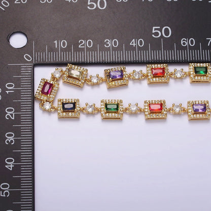 14K Gold Filled Multicolor Baguette Micro Paved CZ 15 Inch Choker Chain Necklace | WA-2135 Clearance Pricing