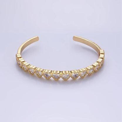 14K Gold Filled Multicolor, Clear CZ Heart Cuff Bracelet | WA-2525 WA-2526