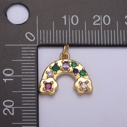 14K Gold Filled Multicolor CZ Rainbow Weather Add in Charm N-249