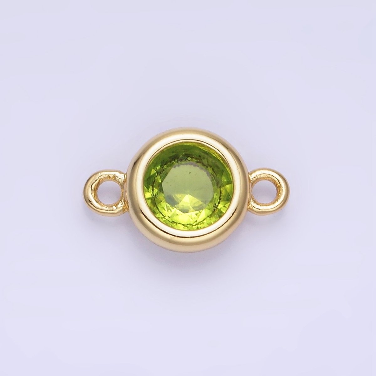 14K Gold Filled Multifaceted CZ Bezel Round Connector | G406 - G413