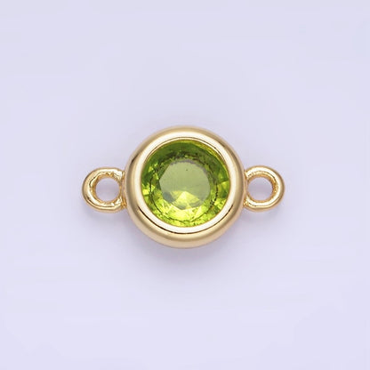 14K Gold Filled Multifaceted CZ Bezel Round Connector | G406 - G413
