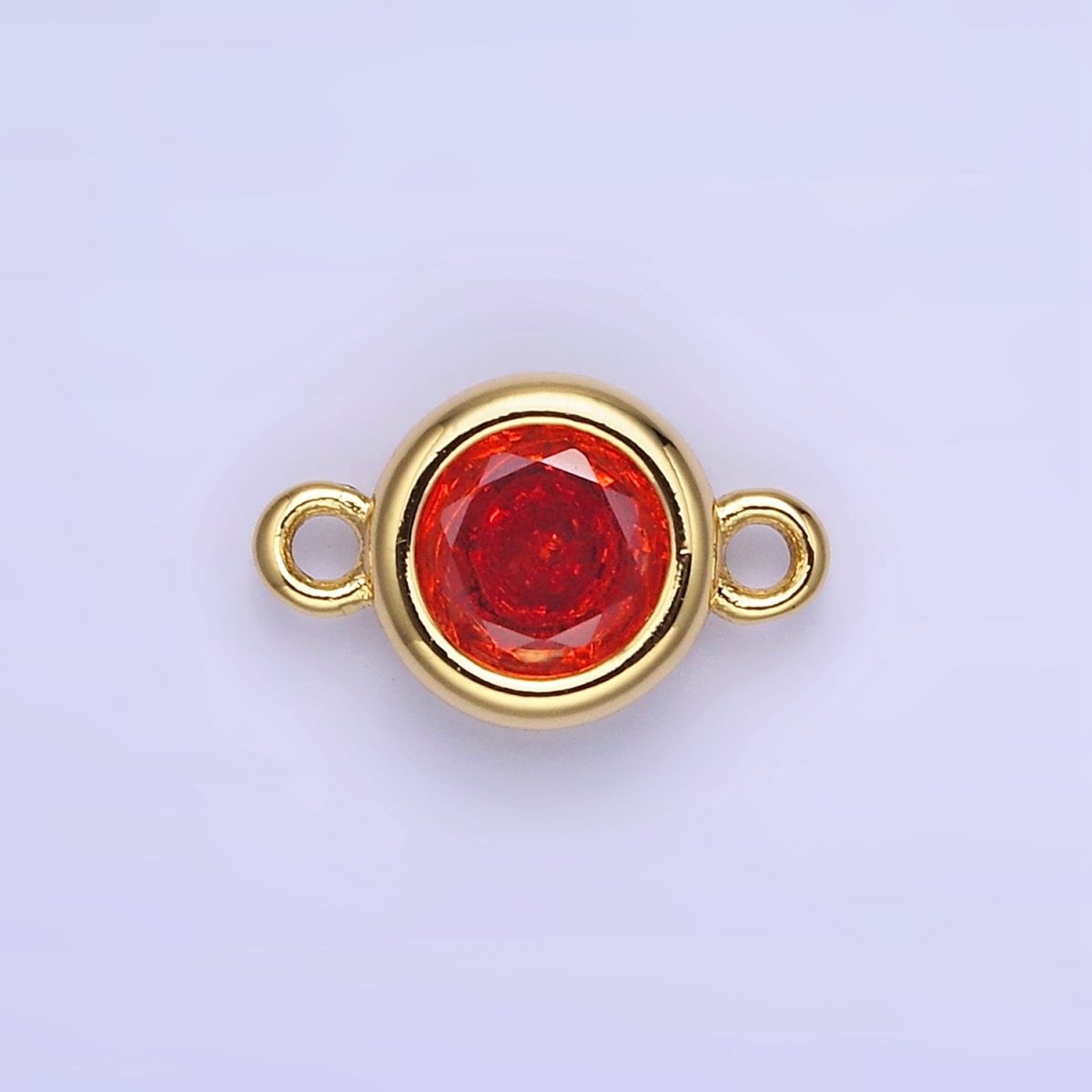 14K Gold Filled Multifaceted CZ Bezel Round Connector | G406 - G413