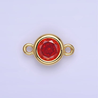 14K Gold Filled Multifaceted CZ Bezel Round Connector | G406 - G413