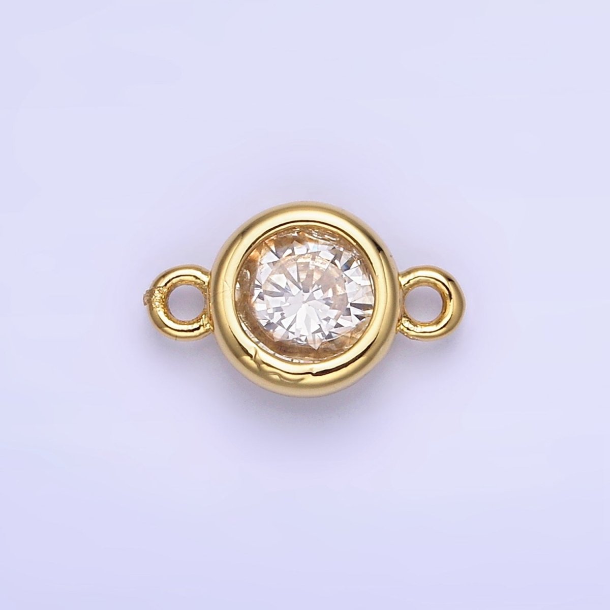 14K Gold Filled Multifaceted CZ Bezel Round Connector | G406 - G413