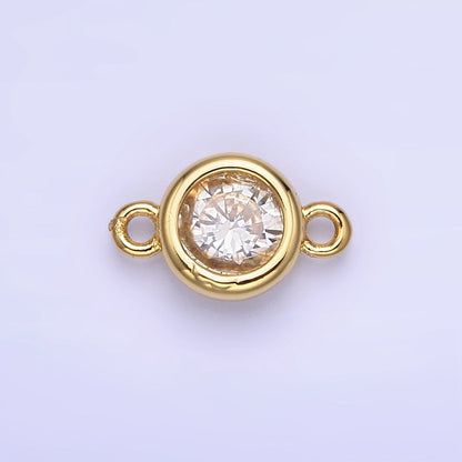 14K Gold Filled Multifaceted CZ Bezel Round Connector | G406 - G413